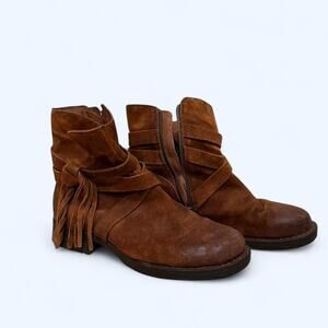 Brown suede ankle boots